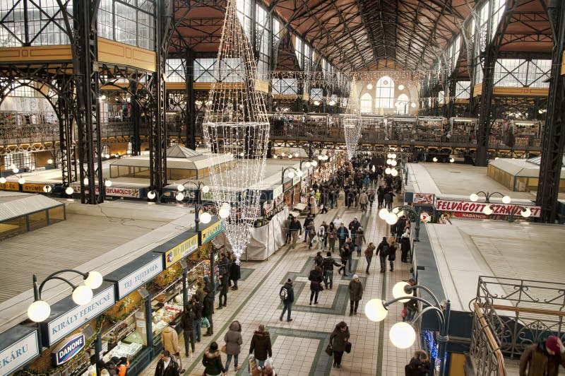 Christmas Shopping At Great Market Hall stock photography Christmas Shopping At Great Market Hall stock photography
