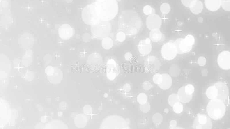 Christmas silver background with stars and bokeh falling, silver holiday xmas