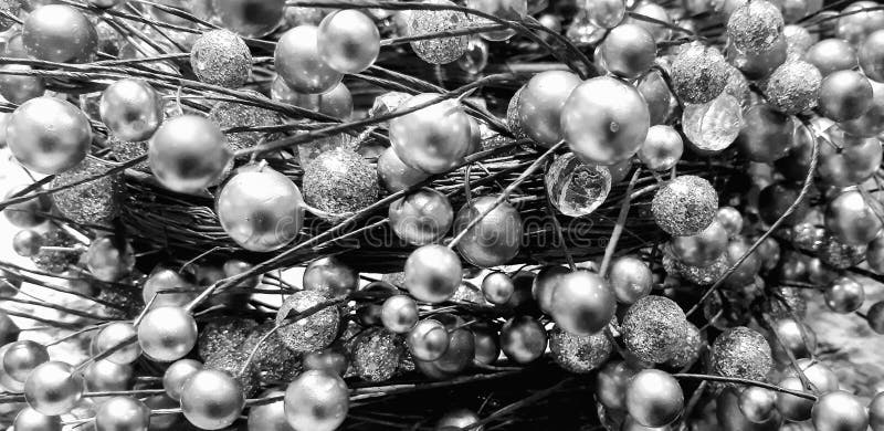 Christmas silver balls on twigs background stock photos Christmas silver balls on twigs background stock photos