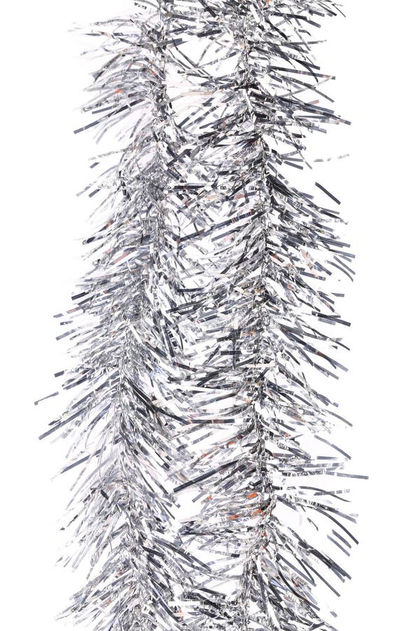 Silver Christmas Tinsel Isolated Stock Image Image of tinsel