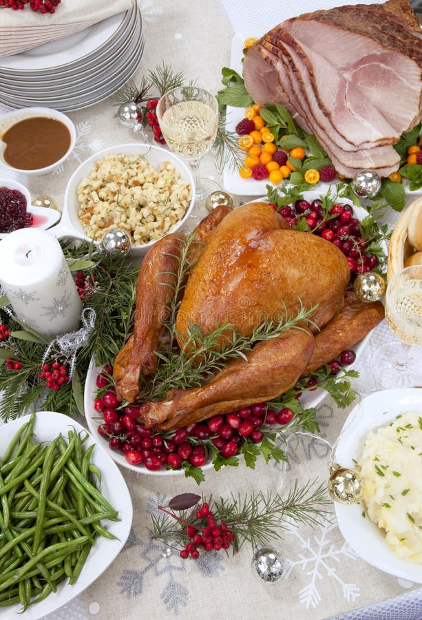 Christmas Smoked Turkey and Ham Stock Photo - Image of roasted ...