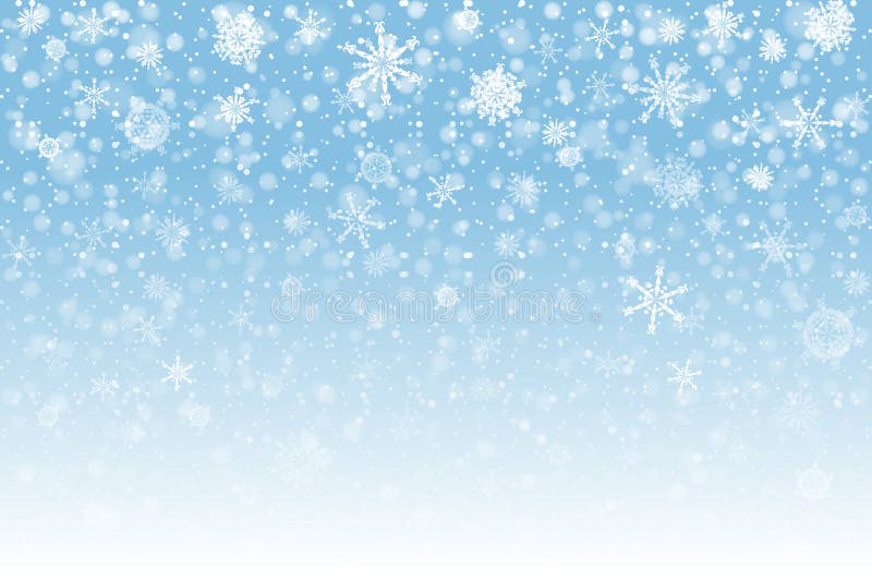 Christmas snow. Falling snowflakes on light background. Snowfall vector illustration
