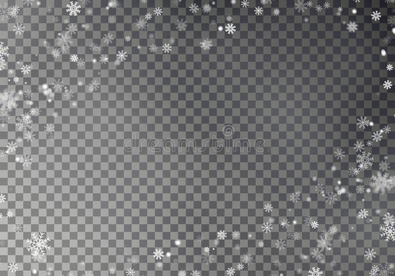 Christmas snow flake frame vector, isolated dark background. Snowflake transparent decoration effect
