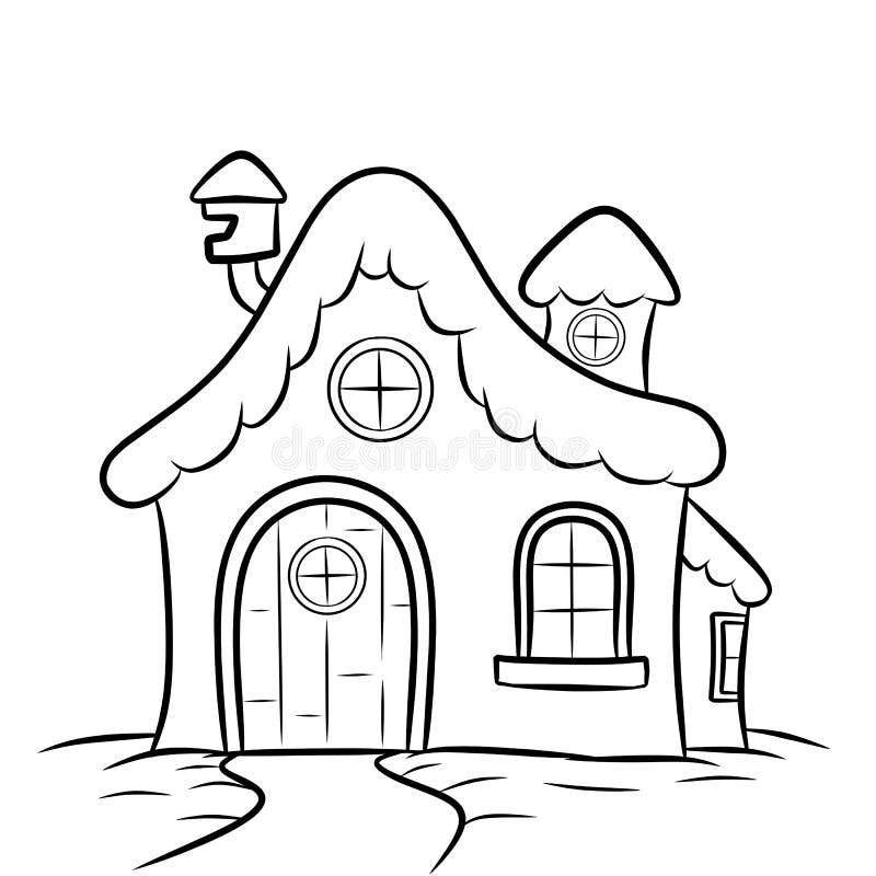 christmas snow house coloring pages illustration cartoon 199132305