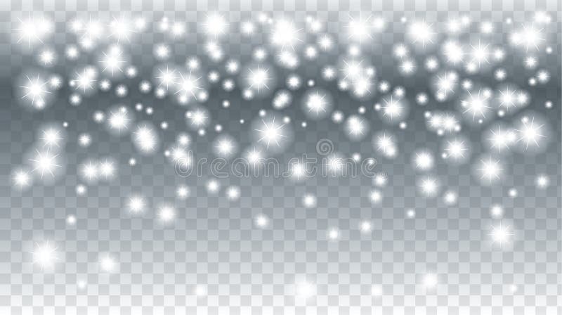 White snowflakes falling on a bright red background