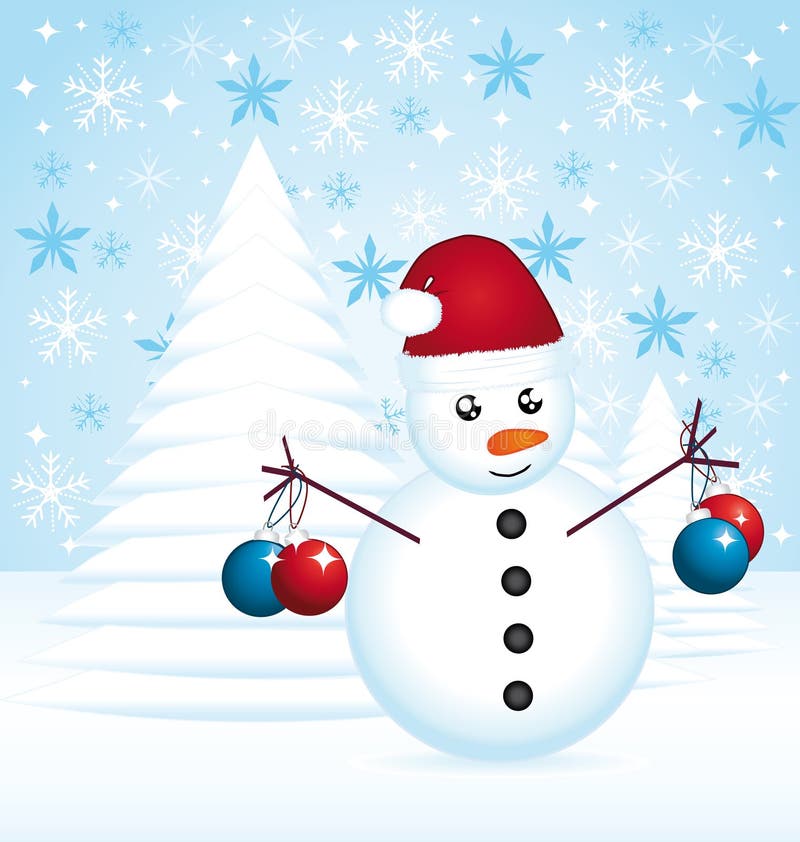 Beautiful christmas snowman card illustration