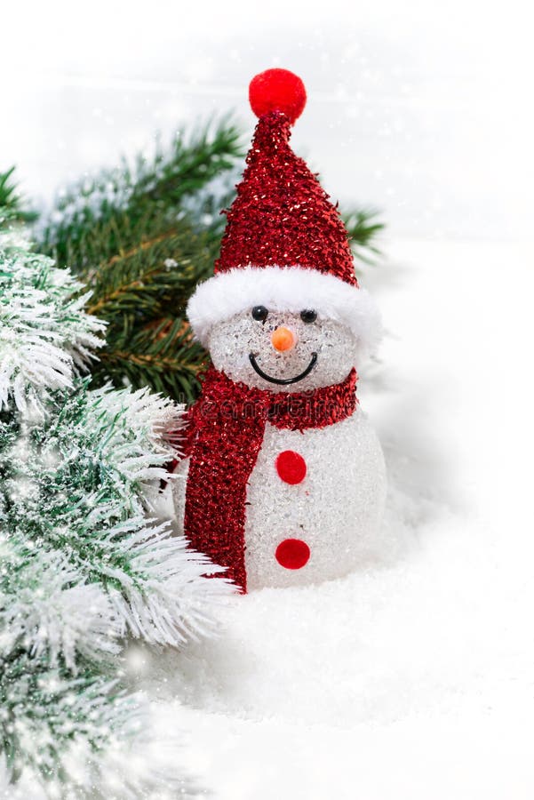 Christmas Snowman In Fir Branches On A White Background Stock Photo ...