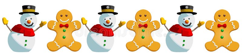 Christmas Snowman and Gingerbread Man Cookies Holiday Pattern -