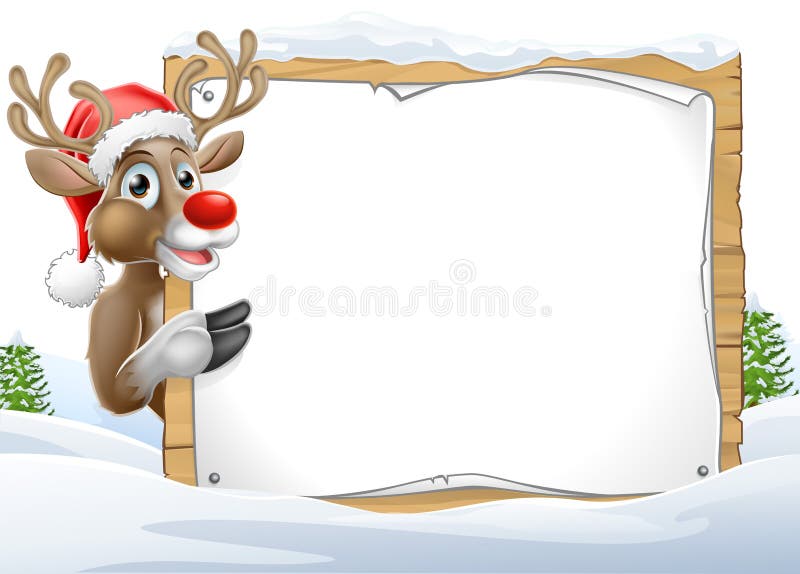 Santa Hat Reindeer Christmas Sign stock illustration Santa Hat Reindeer Christmas Sign stock illustration
