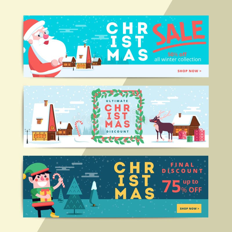 Christmas social media sale banners for mobile website ad. Xmas