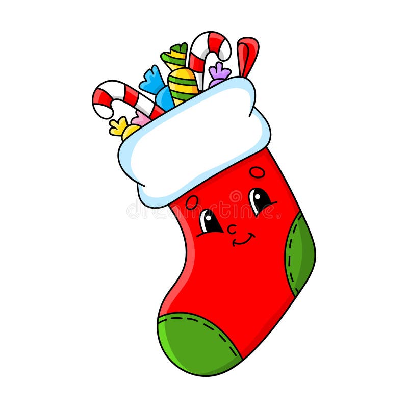 Christmas Sock. Cute Character. Colorful Vector Illustration. Cartoon ...