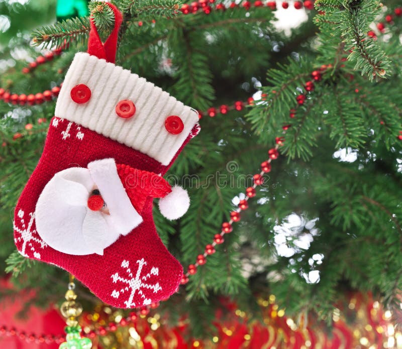 Christmas sock with Santa Claus