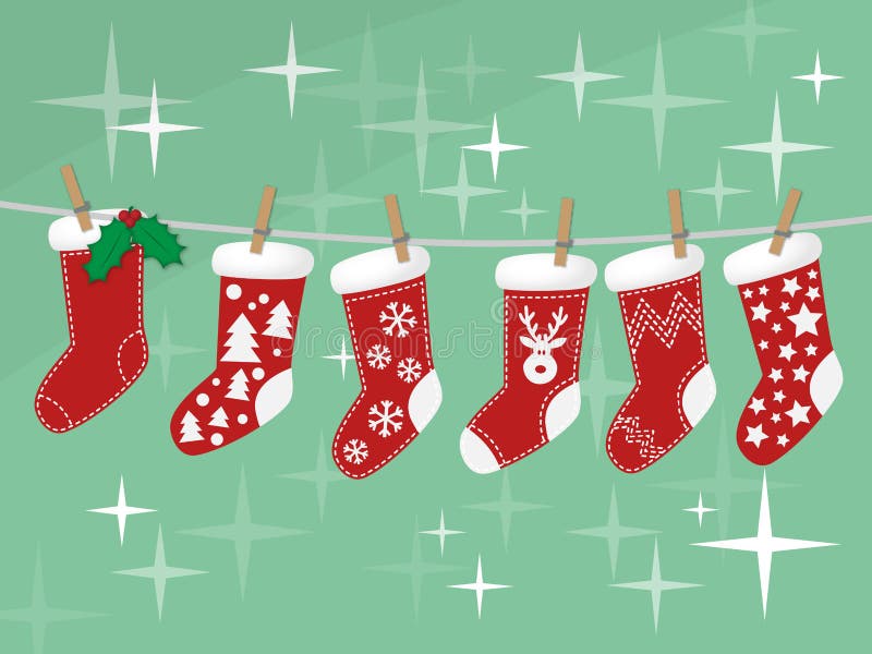 Christmas Socks Hanging on Rope Stock Vector Illustration of knit