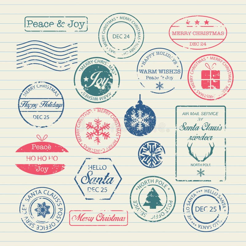 Christmas stamps set royalty free illustration