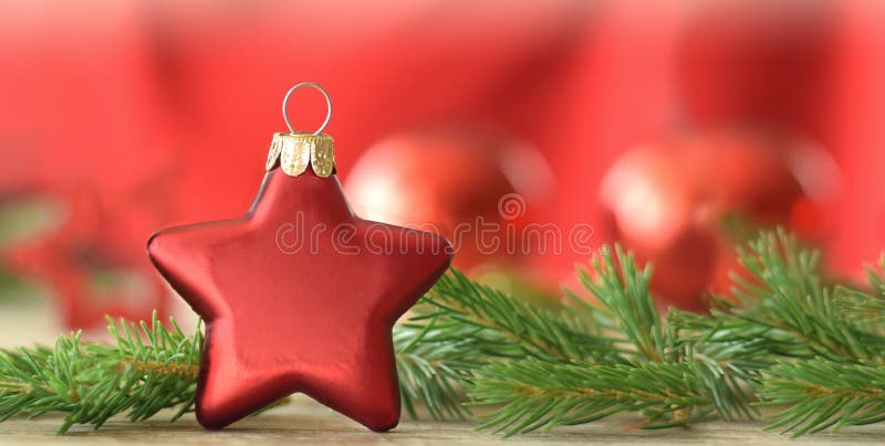 Christmas star decorative with green needle twigs royalty free stock photography