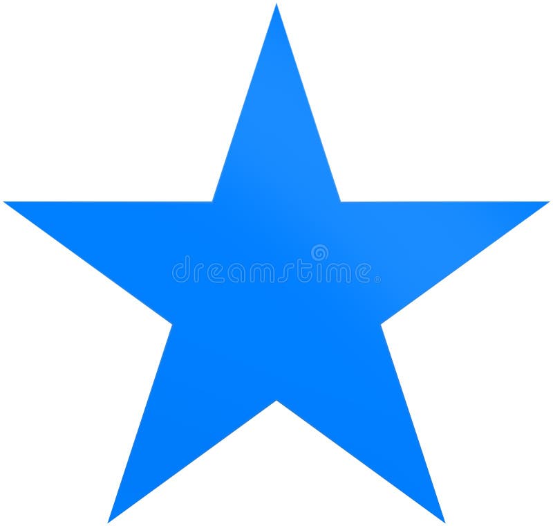 Christmas Star Blue Simple 5 Point Star Isolated On White Stock