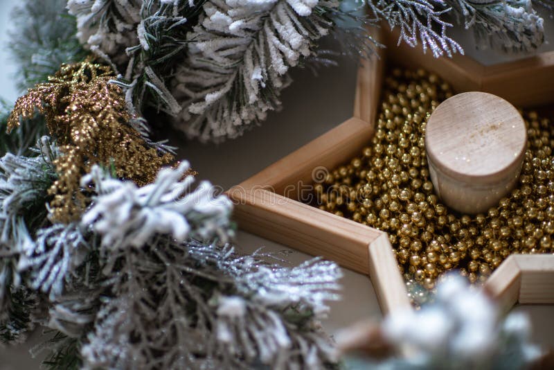 Christmas Star Decor on the Table. Stock Image Image of shiny
