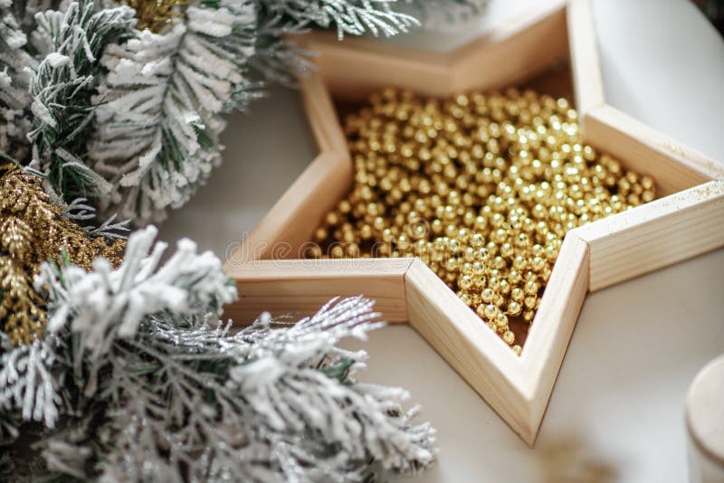 Christmas Star Decor on the Table. Stock Image Image of star