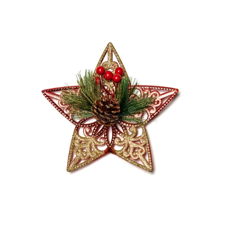 Christmas Star Ornaments And Decorations Isolated Stock Photo Image