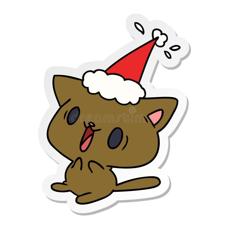 Christmas sticker cartoon of kawaii cat