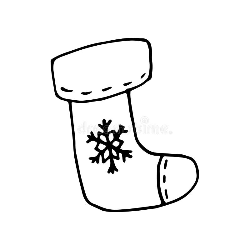 Christmas Stocking Doodle Set. Hand Drawn Socks. Stock Vector ...