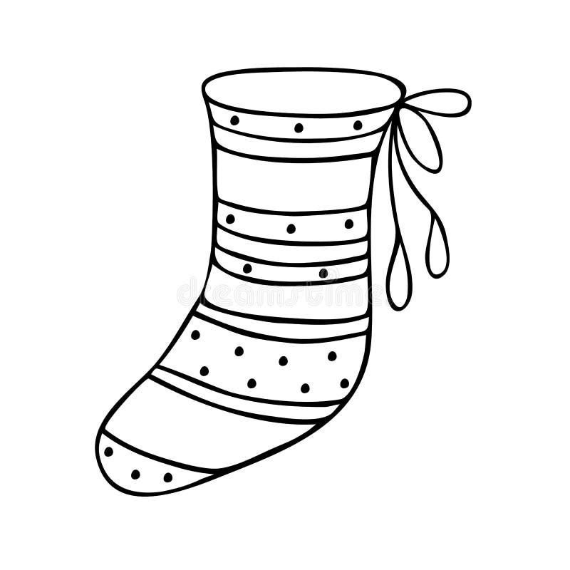 Christmas Stocking Simple Hand Drawn in Doodle Style Vector Outline ...