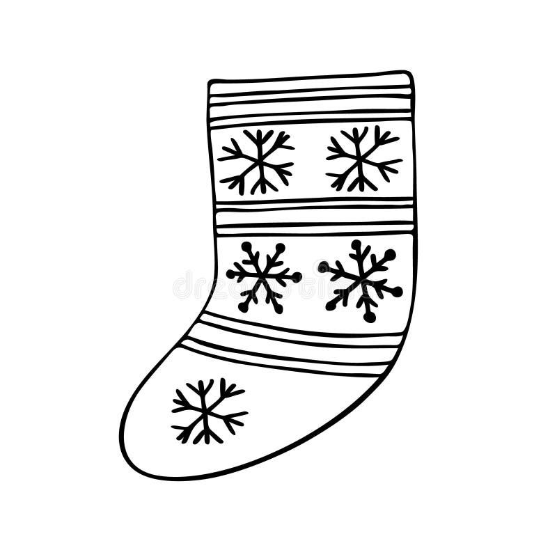 Christmas Stocking Simple Hand Drawn in Doodle Style Vector Outline ...