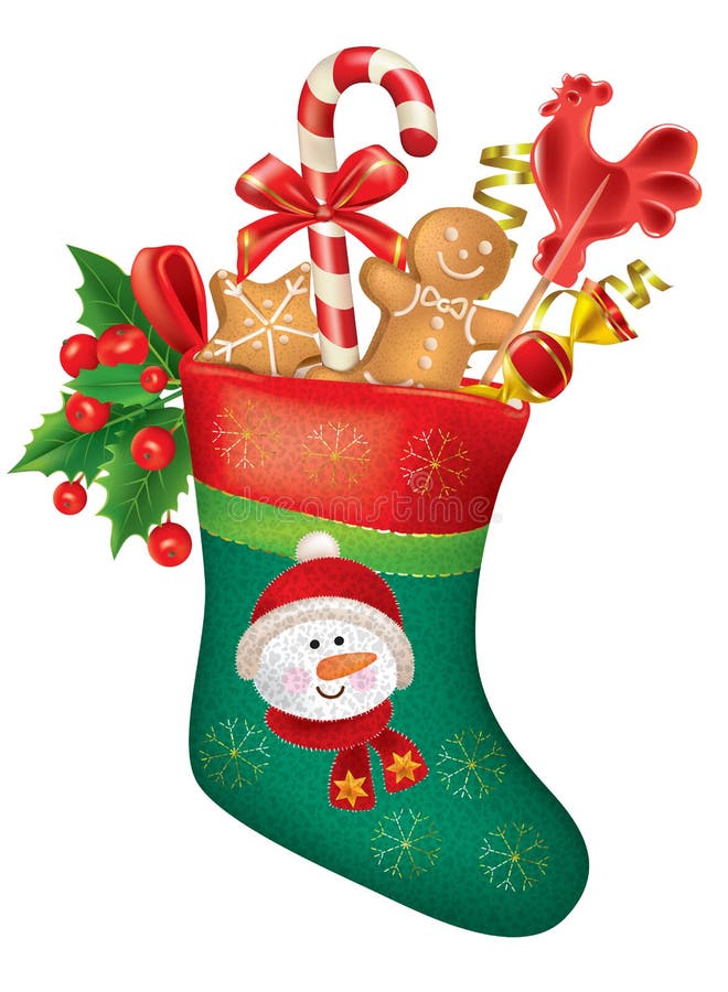 Christmas Stocking with Sweets Stock Vector - Illustration of decor ...