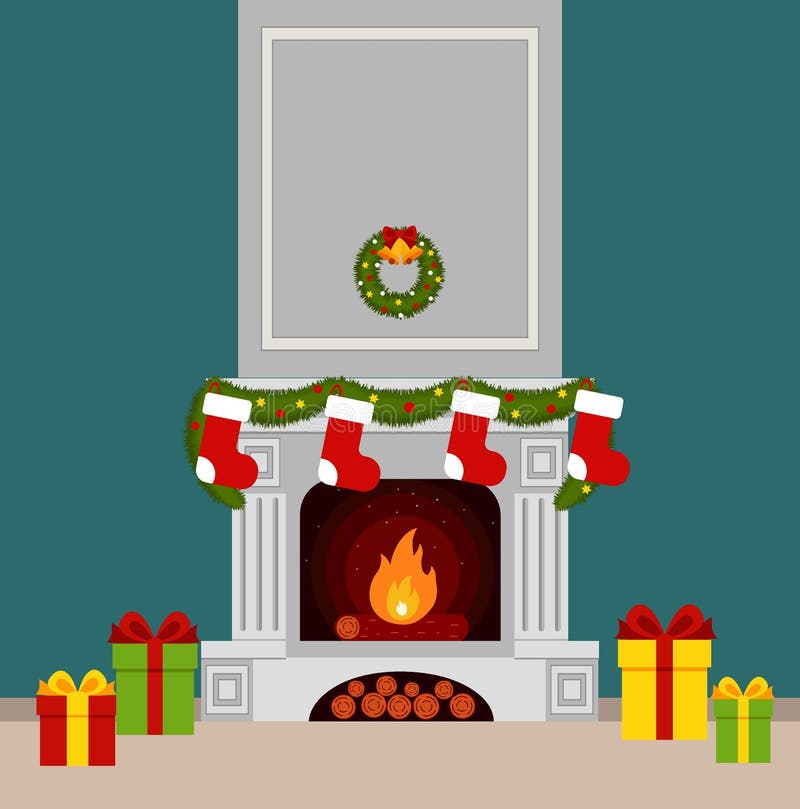 Christmas Stockings Fireplace Stock Illustrations 468 Christmas