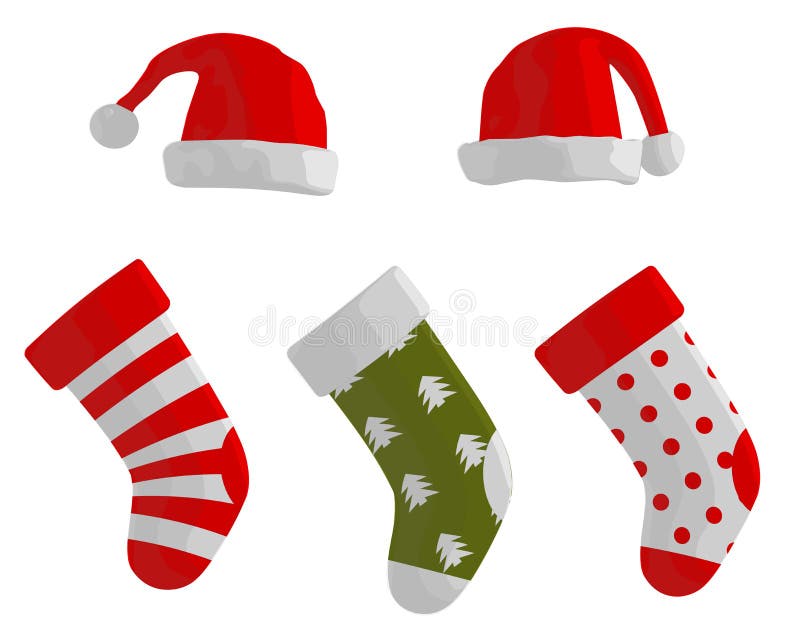 Christmas Stockings And Hats Stock Vector Illustration of holiday, cute 35726161