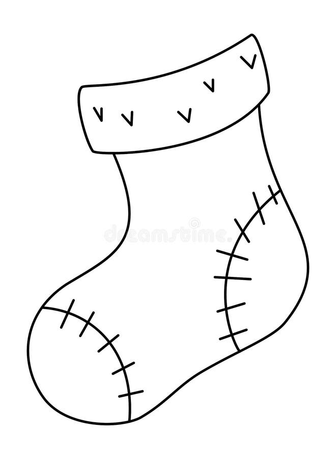 Christmas Stockings Outline. Xmas Sock Vector Illustration Isolated on ...