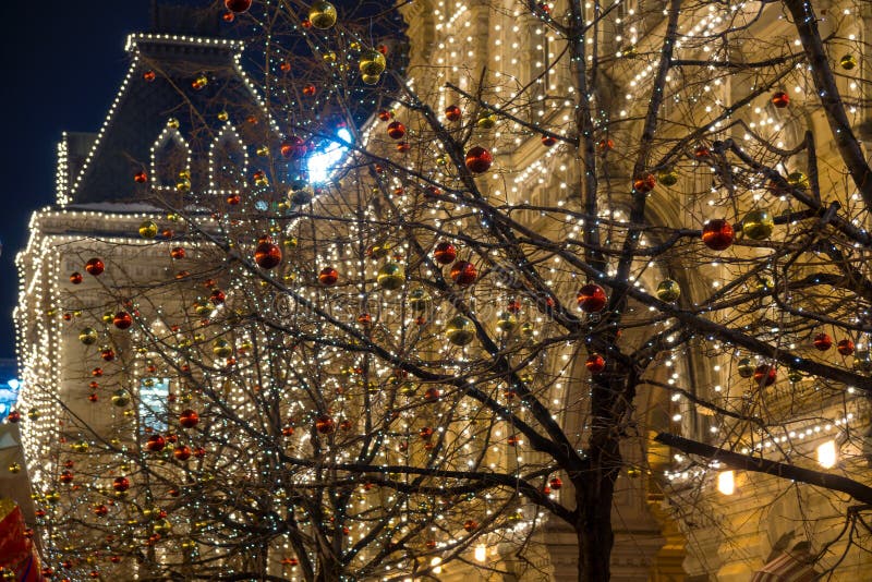 Christmas street lights stock photo. Image of year, evening 63375814
