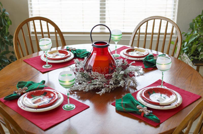 Christmas Table Holiday Dining Dinner Setting Arrangement Stock ... Christmas Table Holiday Dining Dinner Setting Arrangement Stock ...