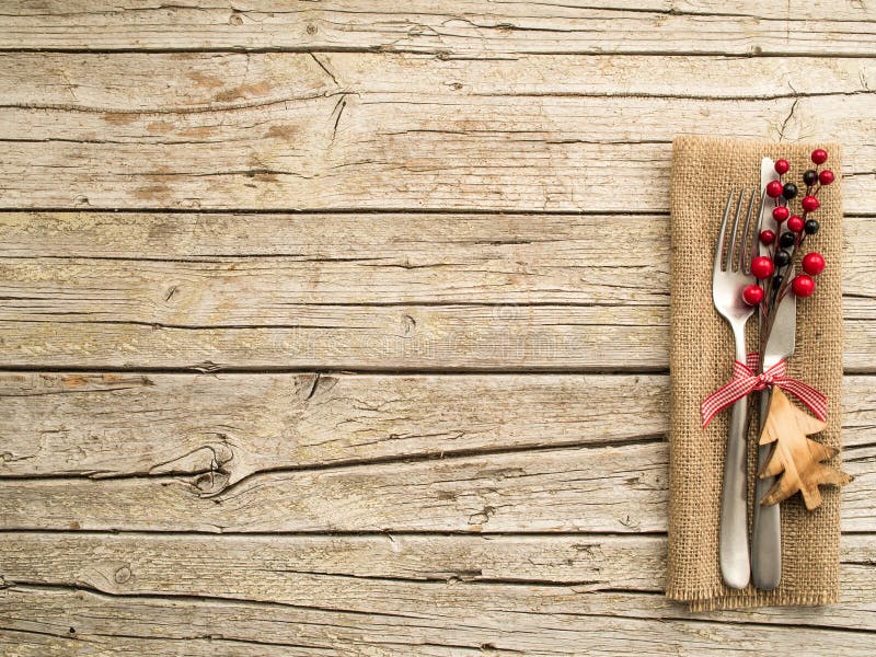 Cutlery Kitchenware on Old Wooden Boards Background Stock Photo - Image ...