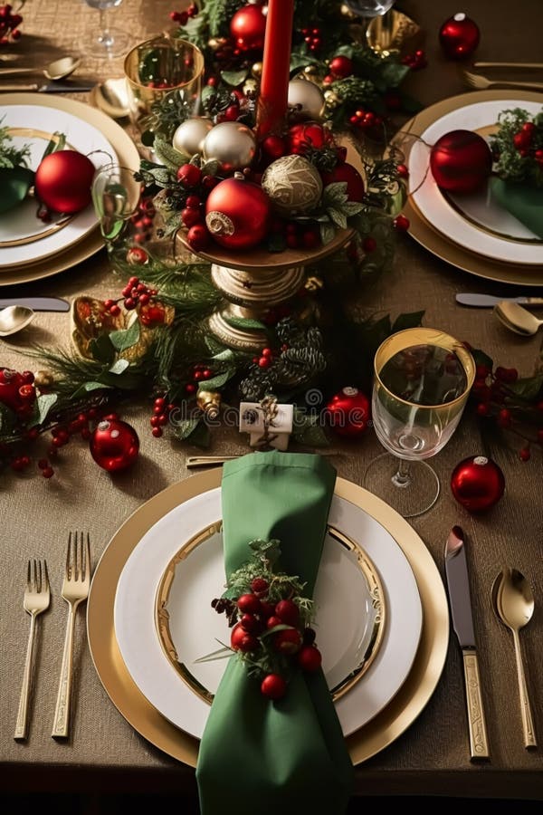 Christmas Table Scape, Elegant Formal Dinner Table Setting, Tablescape ...