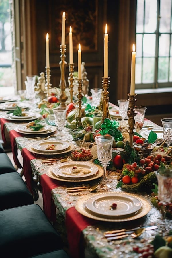 Christmas Table Scape, Elegant Formal Dinner Table Setting, Tablescape ...