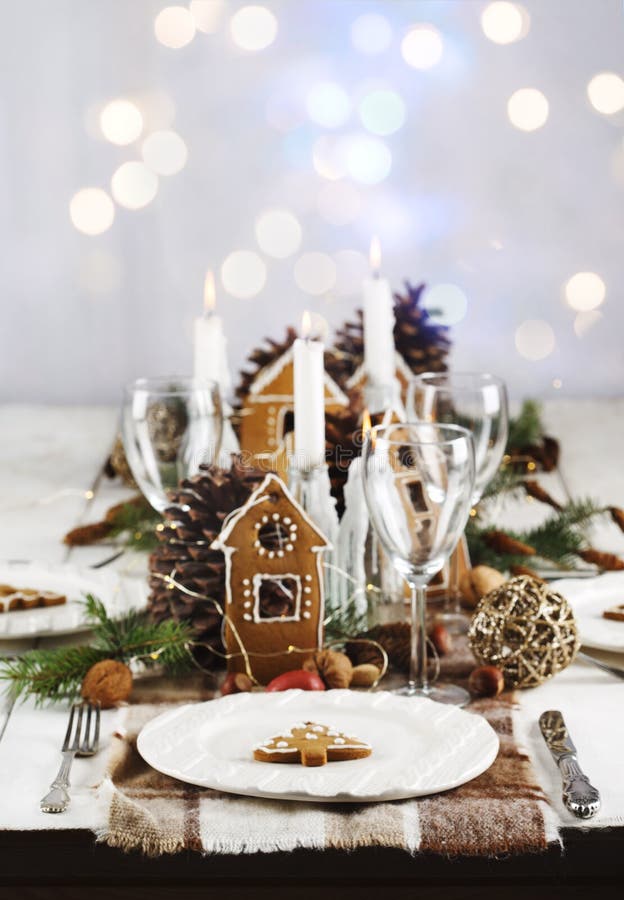 Christmas table setting. Holiday decoration