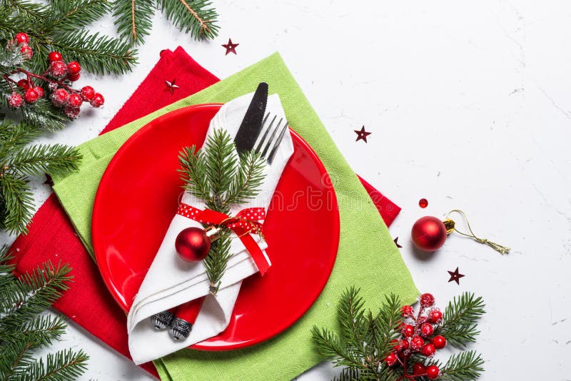 Christmas table setting stock photo. Image of plate, copy - 63817408