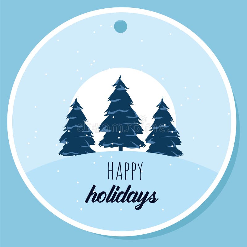 Christmas tag with pines stock illustration