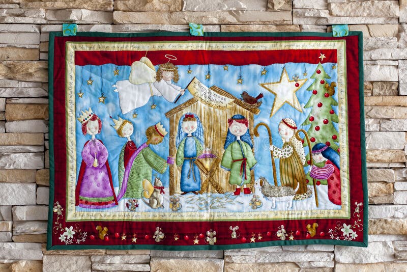 Illustration of Christian Christmas Nativity Scene with the Three Wise Men Stock Photo Image