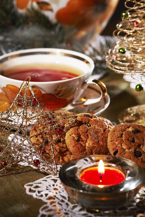 Christmas tea stock photo. Image of decorative, lace 27647528