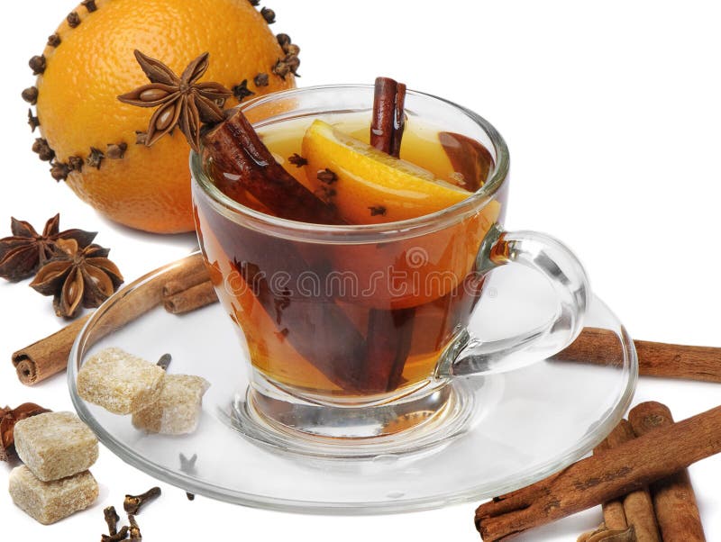 Christmas tea and orange royalty free stock photos Christmas tea and orange royalty free stock photos