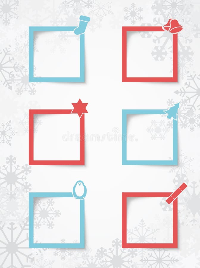 Christmas Text Boxes On A Snowflake Background With Realistic Vector Shadows 2