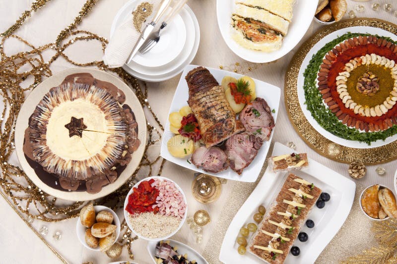 Christmas, Thanksgiving, New Year`s Eve Dinner Stock Photo ...