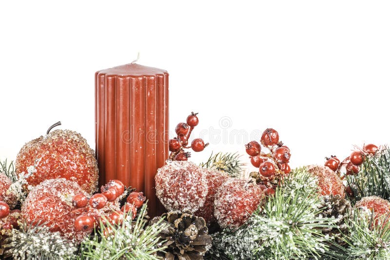 Christmas Themed Flower and Candle Arrangement With Room For Tex