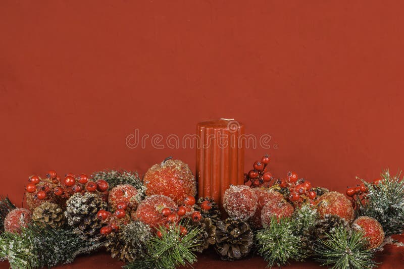 Christmas Themed Flower and Candle Arrangement With Room For Tex