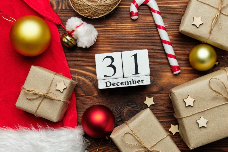 Christmas on the Thirtyfirst Calendar December Close Up Stock Photo