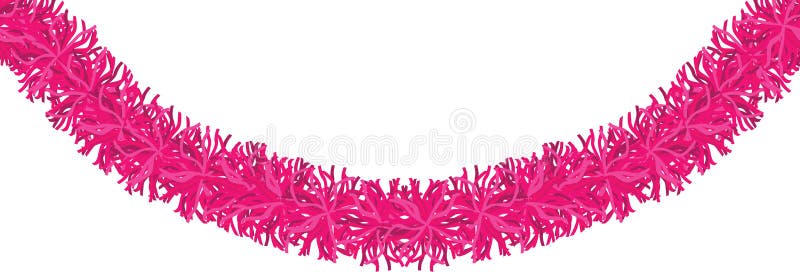 Christmas traditional decorations pink tinsel. Xmas horizontal wave ribbon garland isolated decor element repeating royalty free illustration