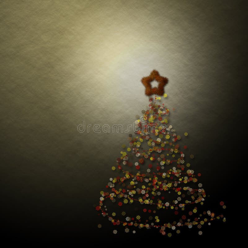 Abstracto árbol de navidad bajo la luz.