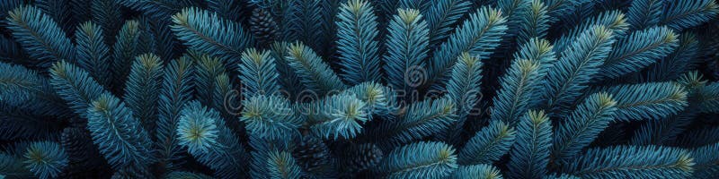 Christmas Tree Background with Natural Colorado Blue Spruce Twigs, Lush Coniferous Pattern, Generative AI Illustration AI generated